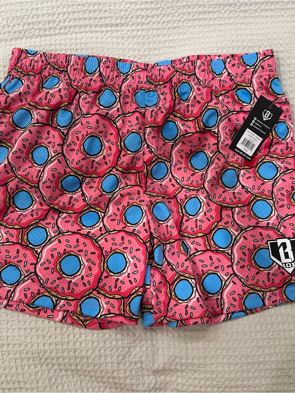 Baseball Lifestyle 101 Pink Donut Print Shorts XL